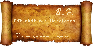 Bárkányi Henrietta névjegykártya
